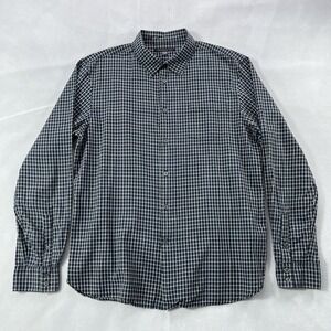 John Varvatos Shirt Mens XL Blue Check 100% Cotton Long Sleeve‎ Button Up Casual